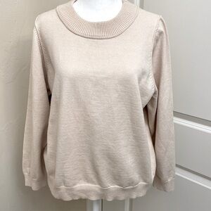 Knot sisters sweater Women’s M crew neck cropped ribbed Beige Coastal Simple